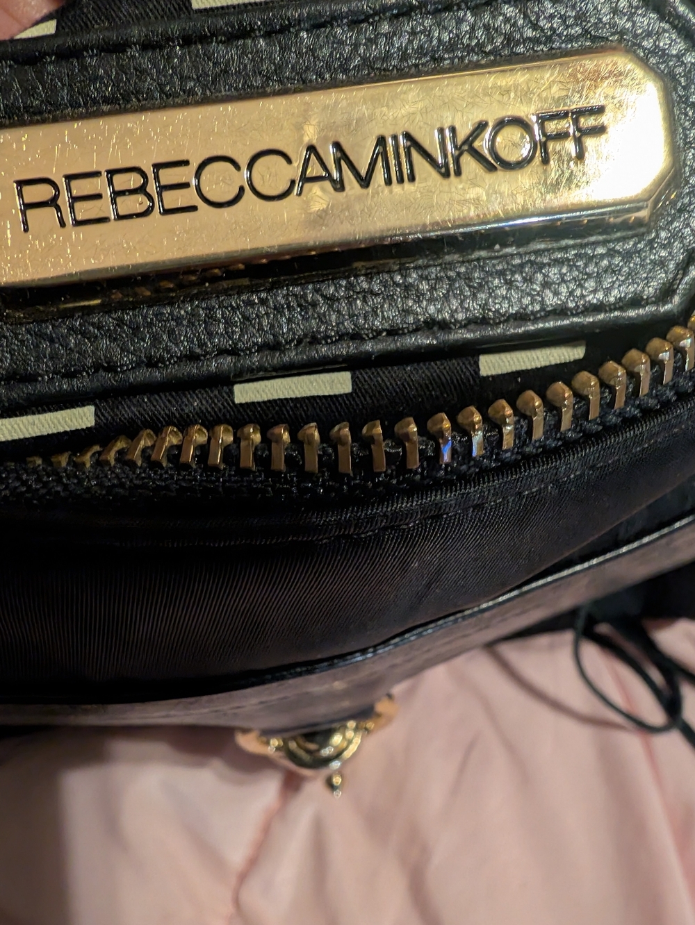 Rebecca Minkoff Black Leather Mac Daddy Crossbody Bag with Gold Hardware